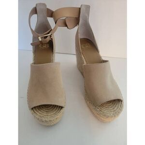 Gianni Bini Women's Tan Suede Espadrille Platform Wedge Sandals Size 10
